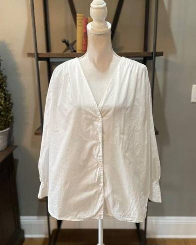 Jason Wu  Collective Collarless Button Down Top White Womens Size XL