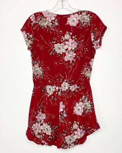 Nordstrom  Red Romper Shorts S Mimi Chica Short Sleeve One Piece Floral