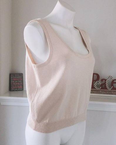 St. John Basics Knit Top Sleeveless Square Neck Sweater Cream white Size L