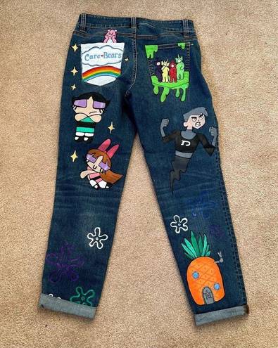 Talbots  Flawless Five Pocket Boyfriend Jeans Women’s‎ 4 Hand Painted Custom