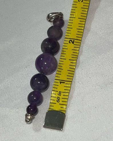 Amethyst Vintage  Bead Gemstones on Linear Drop Pendant