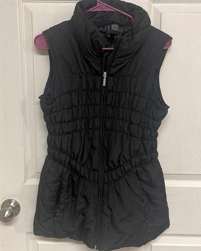 New Direction Black Ruched Puffer Vest