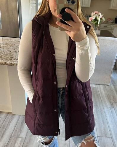 J.Jill  Women's Large Purple hooded  down Puffer Vest Zip Front Side Pockets