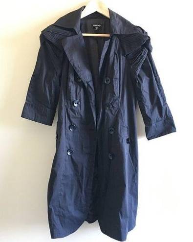 Bebe NEW  Pleated Sleeve DB Trench Coat Black Double Button Down Womens‎ Size M