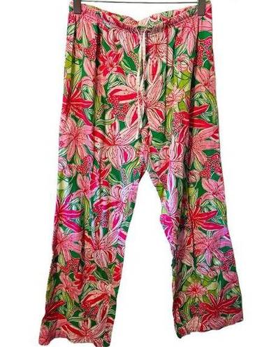 Carole Hochman  tropical floral sleepwear draw string sleep pants