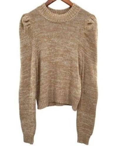 Harper  Puff Sleeve Marled Knit Chunky High Neck Sweater