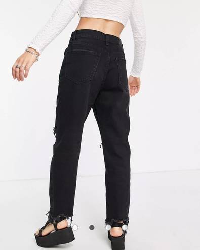 Bershka Ripped Mom Jeans Black