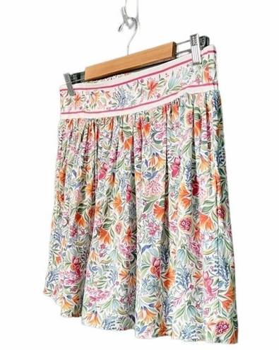 Rachel Zoe NWT  Floral Mini Skirt With Contrasting Band Preppy Pleats Size Large