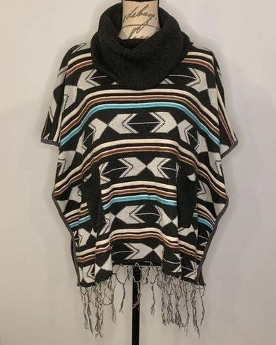 Double Zero  wool blend cowl neck poncho sweater M