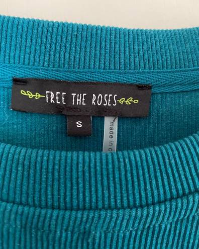 Free The Roses Teal Cap Sleeve Top