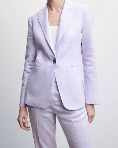 Mango ✨NEW✨  Blazer suit 100% linen Light Pastel Lilac Size 2