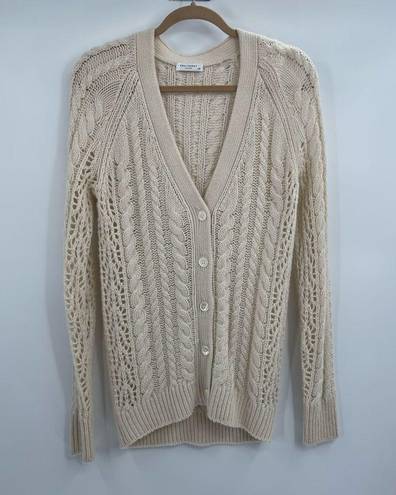 Equipment Femme White Open Knit Cashmere Alpaca Wool Cable Knit Cardigan small