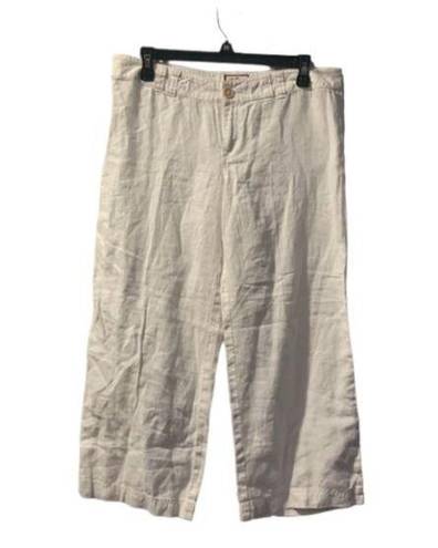 Juicy Couture Women's  White Linen Cropped Capri Pants Size 6 EUC #1876