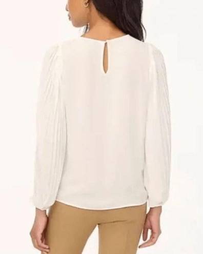 J.Crew  Factory Pleated-sleeve Top Cream White Size M NWT