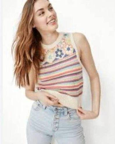 American Eagle  Floral Crochet Sweater Vest