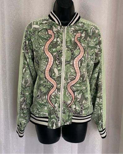 Guess  “Snake in the Grass” Sateen Bomber Jacket Sz: Small