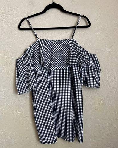 Amanda Uprichard  Marise Navy Gingham Ruffle Dress P XS