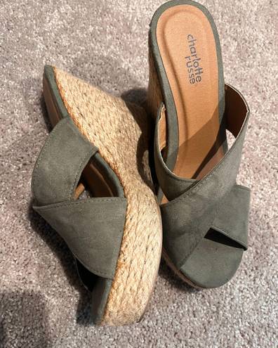 Charlotte Russe Olive Green Wedge Sandals 