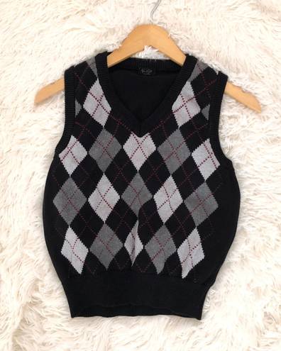 Brandy Melville Black Argyle Peyton Sweater Vest