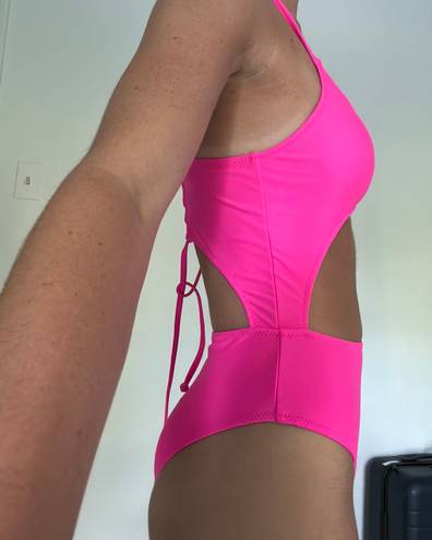 One Piece Neon Pink  Cut Out Swimsuit