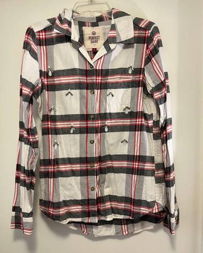 SO Plaid Authentic Am. Heritage Perfect Shirt Relaxed Flannel Bling - size Small