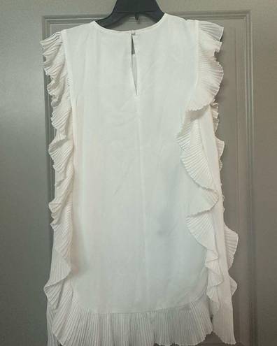 TCEC Side Ruffle White Dress