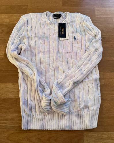 Polo NWT  Ralph Lauren Pima Cotton Sweater White Tye Dyed