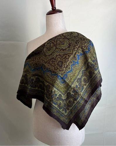 Vintage Square Scarf Brown Green Dark Floral Paisley Boho Fairy Grunge 26x26