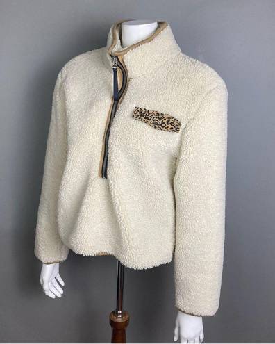 Pistola  Zoey pullover XS women's sherpa fleece cream combo thick animal print