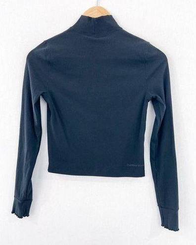 Outdoor Voices  Black Ribbed Long Sleeve Crop Turtleneck Top size XS Athletic