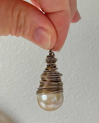 American Vintage Vintage “Hesper” Wire Wrapped Pearl Pendant Charm Bohemian Mermaidcore Silver Jewelry