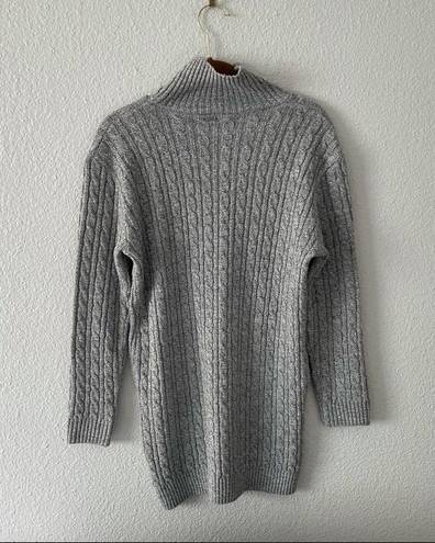 Pretty Little Thing Grey Cable Knit Sweater Long Turtleneck Cozy