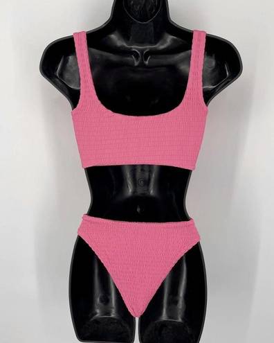 Naked Wardrobe  Swim Pink Smocked 2 Pc Bikini NEW Womens Sz XL Style NW-W0523