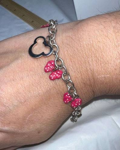 Disney  Minnie Bow and Silhouette Silver Tone Bracelet