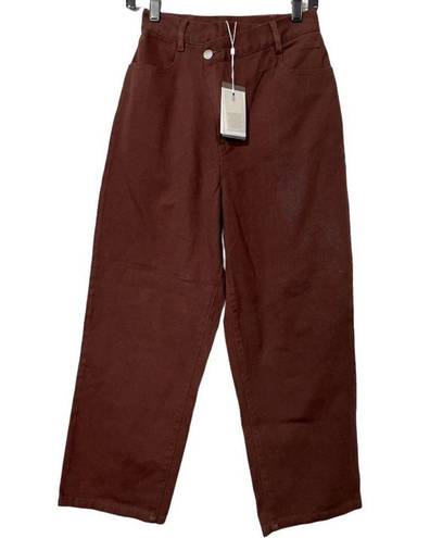 C/MEO COLLECTIVE  Cross Over Wide Leg Cropped Jeans in Mahogany Size 4 NWT