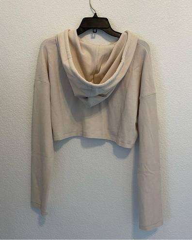 Naked Wardrobe NWT  CROPPED CREAM HOODIE SZ LARGE