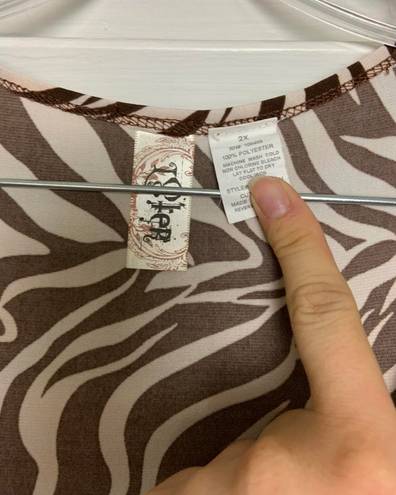 L8ter 2X brown cream zebra print maxi dress