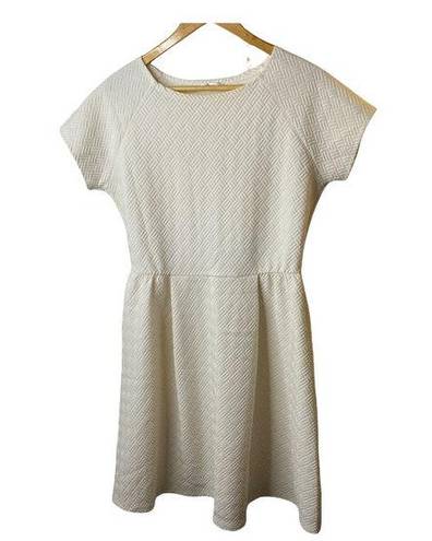 Renee C  Ivory Short Sleeve A-Line Quilted Dress Women's Size Large