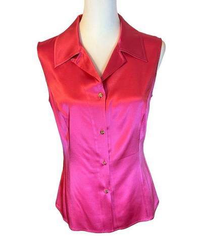 St. John  Hot Pink Sleeveless Button Down Blouse