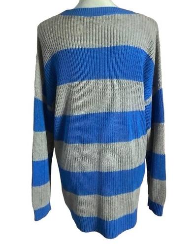 Torrid  sweater knit blue gray pullover drop shoulder striped long sleeve Sz 1X