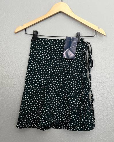 Brandy Melville Green Floral Wrap Skirt