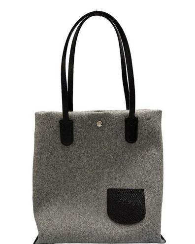 Longchamp Roseau Essential Large Gray Wool Open Tote Bag Shopper New $430