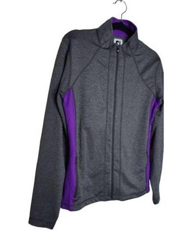FootJoy  FJ Full Zip Sz Small Track Jacket Mid Layer Charcoal Gray Golf Lightweig