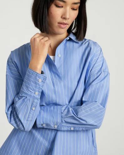 Everlane Oversized Poplin Cotton blue striped shirt