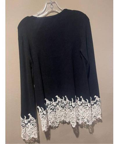 INC . International Concepts Black with Lace Sweater top size lg