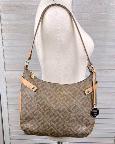 Ellen Tracy  Hobo Shoulder Bag Signature Logo Chocolate Brown