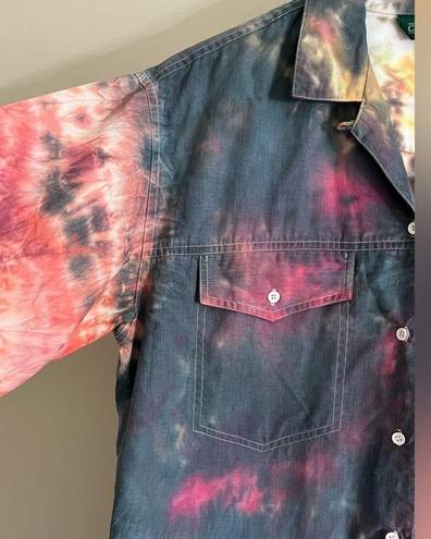 Cabin creek VINTAGE  tie dye button front pocket shirt boho casual beach