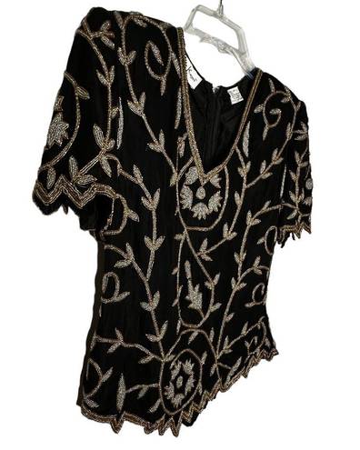 Laurence Kazar Vintage  Silk Beaded Top