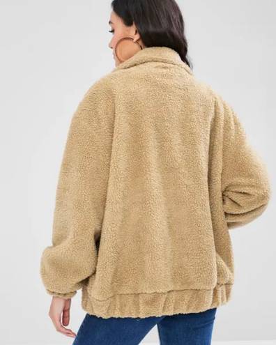 Zaful Fluffy Zip Up Winter Teddy Coat