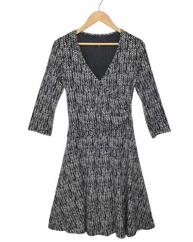 Garnet Hill  Brianna Surplice Soft Jersey Knit Faux Wrap Lined Dress Navy S